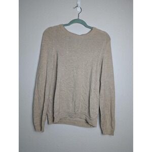 Fossil Sweater Mens Large Beige‎ 100% Merino Wool Crewneck Pullover Soft Knit